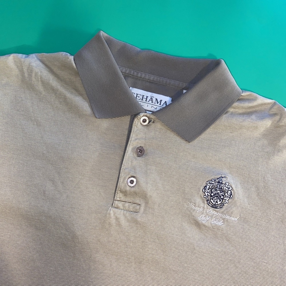 Tehama Clint Men's Large Tan‎ Short Sleeve Polo Shirt 100% Mercerized  Cotton